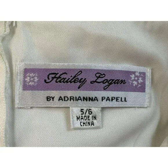 Hailey Logan White Lace Front Illusion Cross-Over Dress By Adrianna Papell Sz 6 - Picture 4 of 7